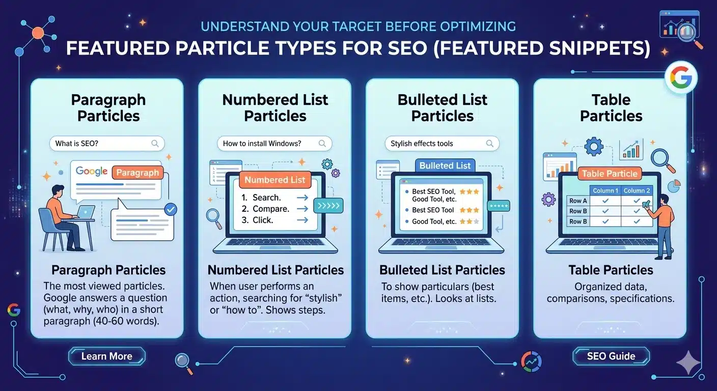 Different Types of Featured particles( Types)